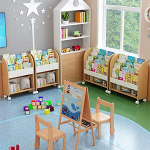 Zenglingliang Children's Adjustable Desktop Bookshelf with Wheel Casters - Yellow
