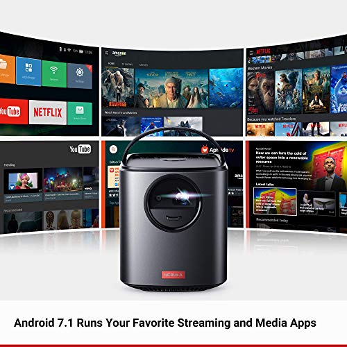 Nebula, by Anker, Mars II 300 ANSI Lumen Home Theater Portable Projector with 720p 30 to 150 Inch DLP Picture, Outdoor Projector, 10W Speakers, Android 7.1, 1-Second Autofocus (Renewed)
