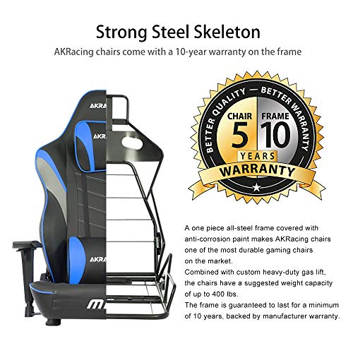 AKRacing Masters Series Max Gaming Chair with Wide Flat Seat, 400 Lbs Weight Limit, Rocker and Seat Height Adjustment Mechanisms with 5/10 Warranty