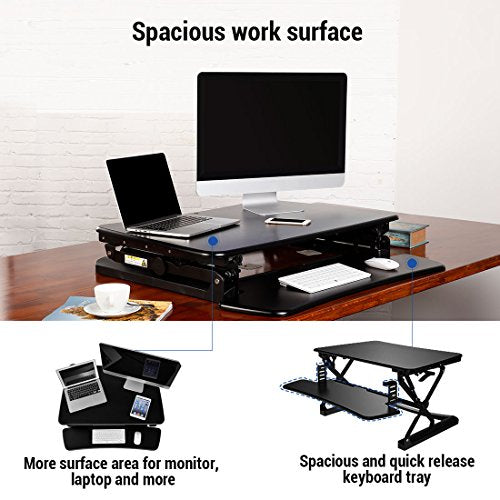 FlexiSpot Stand up Desk - 35 Height Adjustable Standing Desk Riser, Stand up Desk for Dual Monitors