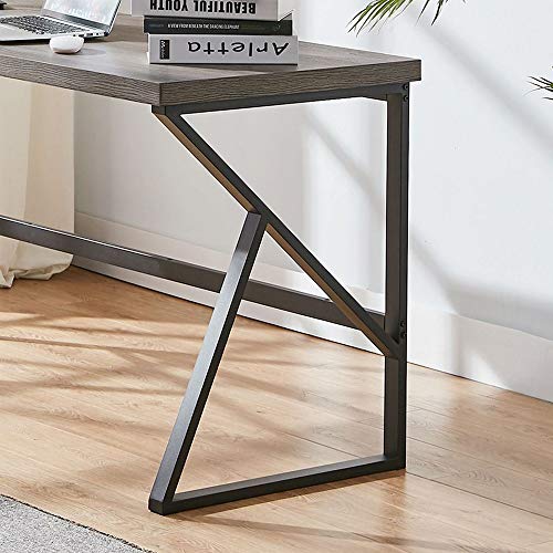 HSH Rustic Computer Desk, Metal and Wood Home Office Desk, Industrial Vintage Soho Study Writing Table, Gray 47 inch