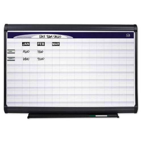 Quartet Prestige Plus Duramax Porcelain Planning System, 4 x 3 Feet with 1 x 2 Inch Grid, Graphite Frame (PP1243)
