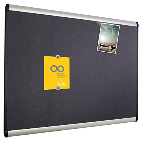 Quartet Prestige Plus Magnetic Fabric Bulletin Board, 4 x 3 Feet, Aluminum Finish Frame, One Board per Order (MB544A)