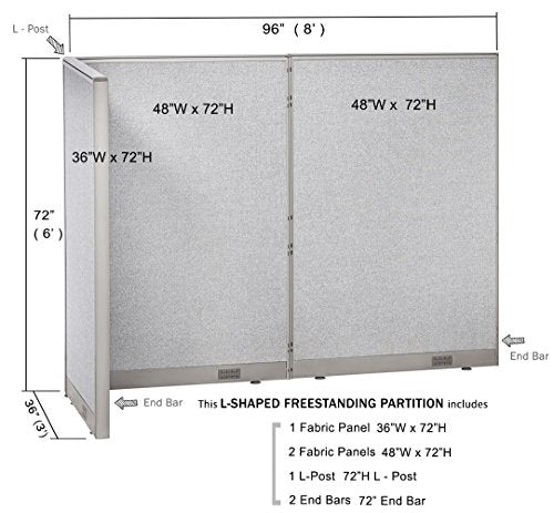 GOF Freestanding L Shaped Office Partition - Large Fabric Room Divider Panel