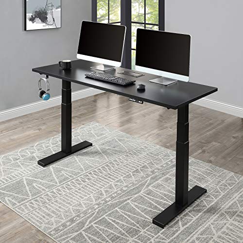 Mrs Bad Home Office Desk Workstation,59 x 23.6 x 9.2 inches,Electric Lift System Computer Desk,PC Desk,Desk for Gaming,Gaming Table (Black)