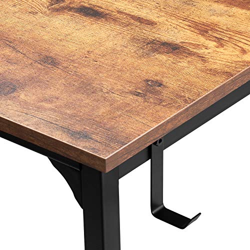CubiCubi Study Computer Desk 47" Home Office Writing Small Desk, Modern Simple Style PC Table, Black Metal Frame, Rustic Brown
