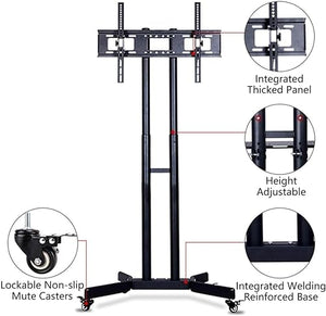 REPALY TV Stand Mobile TV Cart Adjustable Mount Bracket for 32-65 Inch Flat Screens - Home Exhibition Display Trolley