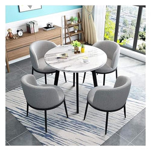 DioOnes Modern Table Set for Business and Home - Round Wooden Table with Chairs