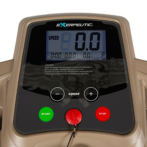 EXERPEUTIC TF2000 Recovery Fitness Walking Treadmill with Full Length Hand Rails, Deck Cushions and Heart Rate Monitoring