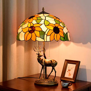 MaGiLL Tiffany Style Sunflower Desk Lamp, 16 Inch - Decorative Art Home Lamp