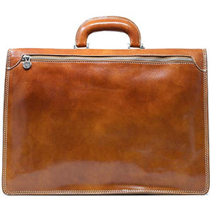 Floto Full Grain Leather Milano Briefcase Attache Laptop Case (Olive (Honey) Brown)