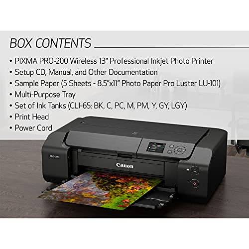 Canon PIXMA PRO-200 Wireless Professional Inkjet Photo Printer - (4280C002) Bundle with Corel Photo Video Suite PaintShop Pro with VideoStudio (Digital Download) + 1 Year Extended Protection Plan