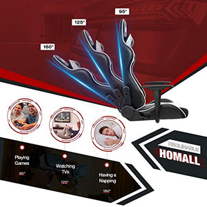 Homall Racing PU Leather Swivel Chair and 43.6 Inch Z Shaped Computer Desk Table Gaming Home Office Furniture Sets (White)