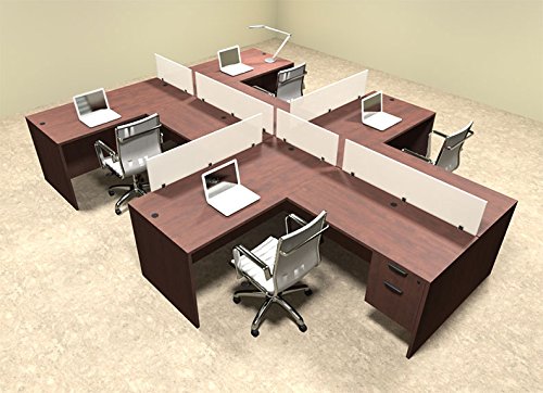 Four Person L Shaped Divider Office Workstation Desk Set, OT-SUL-SP58