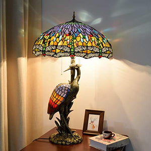 Xiaohu Tiffany Style Table Lamp 20" Blue Dragonfly Glass Lampshade