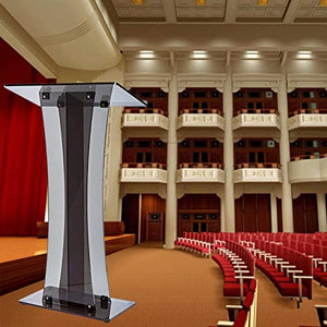 None Lectern Podium Stand, Vertical Black Transparent Conference Table Church Chanting Platform School Host