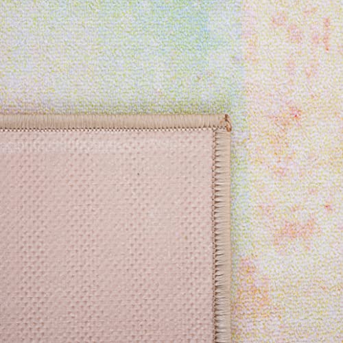 SAFAVIEH Paint Brush Collection PTB189U Contemporary Modern Abstract Watercolor Machine Washable Non-Shedding Living Room Dining Bedroom Area Rug, 7'9" x 10', Pink/Blue