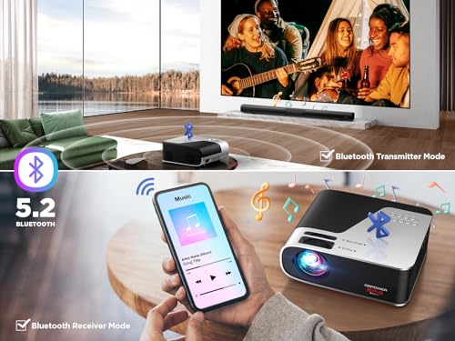 DBPOWER Netflix Officially-Licensed 1080p Movie Projector with 5G WiFi and Bluetooth, 500ANSI Portable Smart Projector 4K