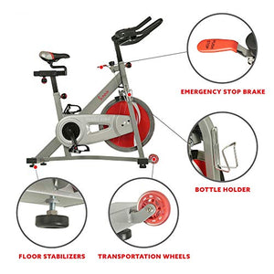 Sunny Health & Fitness Pro II Indoor Cycling Bike with Device Mount and Advanced Display – SF-B1995, Silver