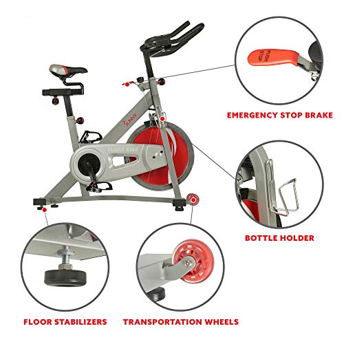 Sunny Health & Fitness Pro II Indoor Cycling Bike with Device Mount and Advanced Display – SF-B1995, Silver