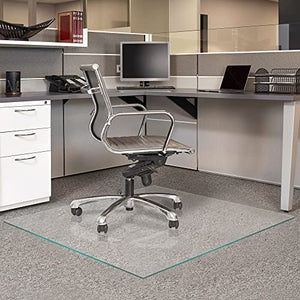 Fab Glass and Mirror 60"x60" Tempered Glass Chair Mat | 1/4" Thick Clear Mat | Protects Floors & Carpets