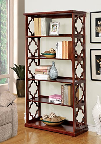 HOMES: Inside + Out IDF-AC6280EX Erune Quatrefoil Bookshelf, Dark Walnut