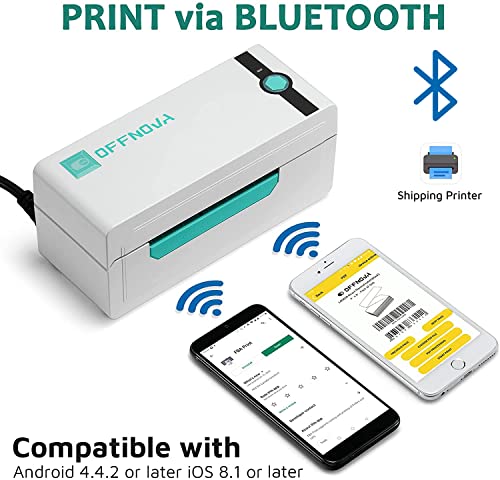 OFFNOVA Bluetooth Thermal Label Printer with a Stack of 500 4" x 6" Shipping Thermal Direct Label, Bundles