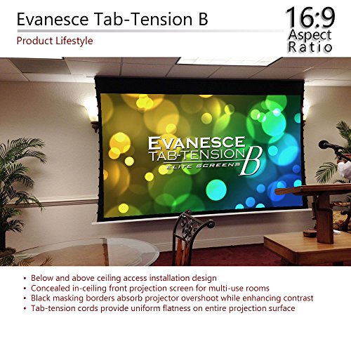 Elite Screens Evanesce Tab-Tension B, 120-inch Diagonal 16:9, 4K / 8K HD Ready, Recessed in-Ceiling Electric Tab Tensioned Projector Screen, Matte White Projection Screen Surface, ETB120HW2-E8