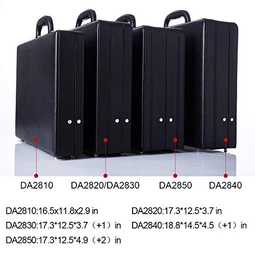 Leather Mens Briefcase Hardsided Attaché Hard Shell Vintage Outlook Organized Interior- Black