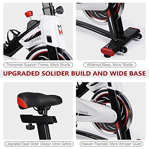 Exercise Bike, CHAOKE Indoor Cycling Bike, Stationary Bike Magnetic Resistance Whisper Quiet for Home Cardio Workout Heavy Flywheel & Comfortable Seat Cushion with Digital Monitor (2021 Upgraded)