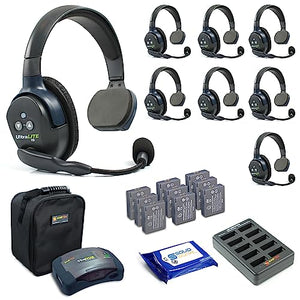 Solid Signal Eartec HUB8S Wireless Headset Communication System - 8 Users, Single Ear Headsets, Transceiver Bundle