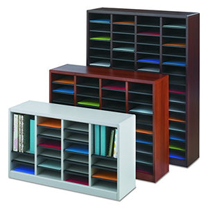 Safco Products E-Z Stor Wood Literature Organizer, 60 Compartment, 9331MH, Mahogany, Durable Construction, Removable Shelves, Plastic Label Holders