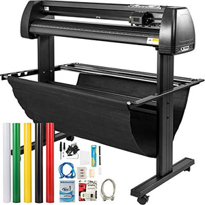 VEVOR Vinyl Cutter 34Inch Bundle, Vinyl Cutter Machine Manual Vinyl Printer LCD Display Plotter Cutter Sign Cutting with Signmaster Software for Design and Cut,with Supplies, Tools PC ONLY