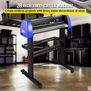 VEVOR 28 Inch Vinyl Cutter Machine with 20 Blades - 720mm Paper Feed - Sturdy Floor Stand - Adjustable Force and Speed
