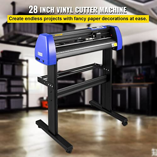 VEVOR 28 Inch Vinyl Cutter Machine with 20 Blades - 720mm Paper Feed - Sturdy Floor Stand - Adjustable Force and Speed