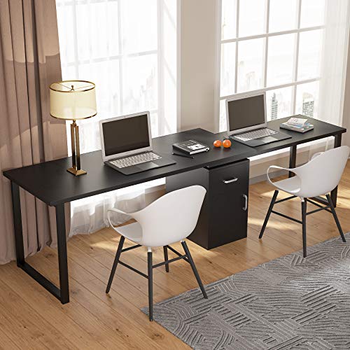 Tribesigns Reversible L Shaped Corner Computer Desk with Storage File Cabinet, 55 inch Rotating Standing Executive Office Study Writing Desk Table Workstation with Drawers for Home Office (Black)