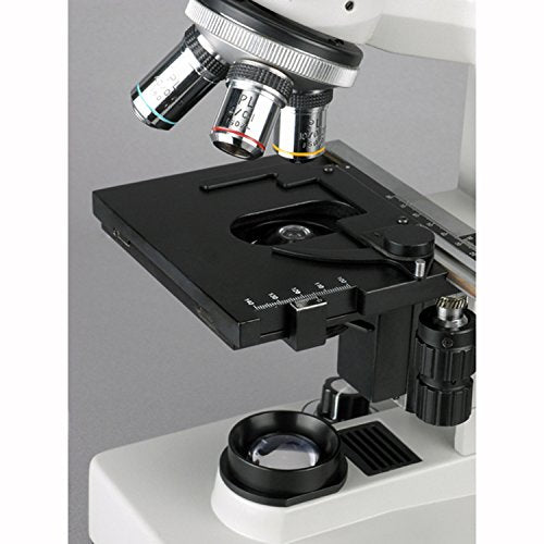 AmScope ME300TZ-2L Episcopic and Diascopic Trinocular Metallurgical Microscope, WF10x, 40X-1000X Magnification, Halogen Illumination with Rheostat, Double-Layer Mechanical Stage, Sliding Head, High-Resolution Optics