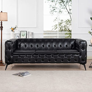 Generic 3 Seater Sofa Black Modern Contemporary