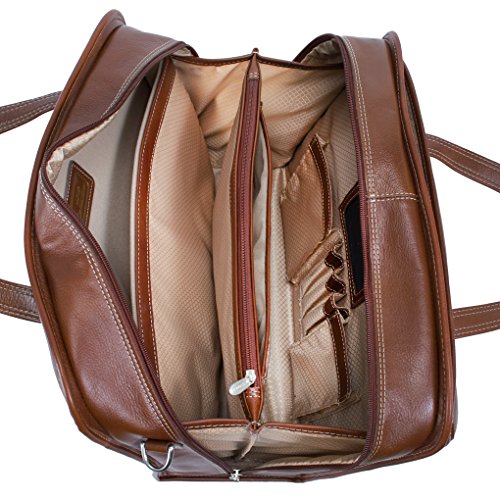 Siamod, VERNAZZA, CARUGETTO, Napa Cashmere Leather, 15" Leather Patented Detachable -Wheeled Laptop Briefcase, Cognac (45294)