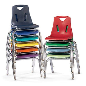 Berries Stacking Chairs with Chrome-Plated Legs, Red, Pack of 6