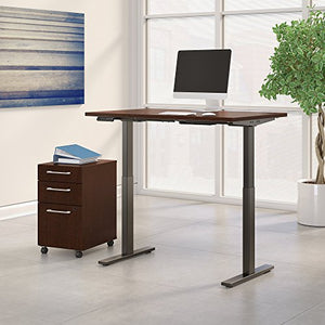 Move 60 Series 48W x 24D Height Adjustable Standing Desk with Storage in Mocha Cherry with Black Base