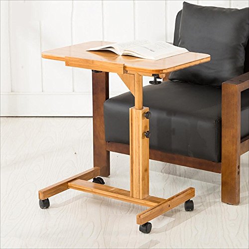 DNSJB Computer Desk Removable Laptop Table Office Standing Computer Table Desk-Multifunction Bed Sofa Side Table,Work Station,Rolling,Height Adjustable,Bamboo,2 Sizes Breakfast Tray Table