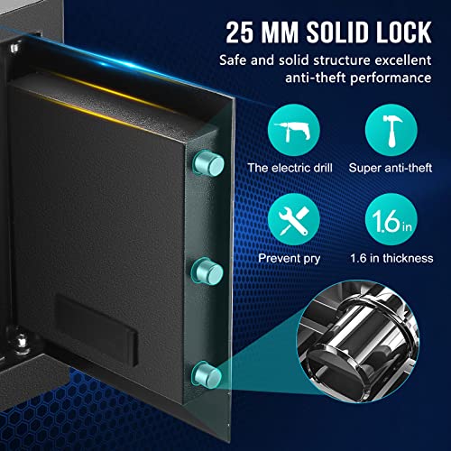DIOSMIO Fireproof Safe Box with Fireproof Document Bag,2.08Cub Digital Safe Box Fireproof Waterproof Combination Lock Safe with Keypad LED Indicator, for Pistol Cash Jewelry Important Documents