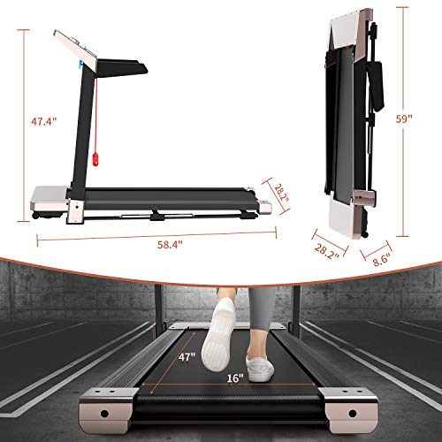 RegeMoudal Foldable Treadmills for Home, 3.25HP Portable Compact Treadmill, Under Desk Electric Treadmill Workout Running Machine, Walking/Jogging/Running Machine for Home, Office, Gym, Cardio