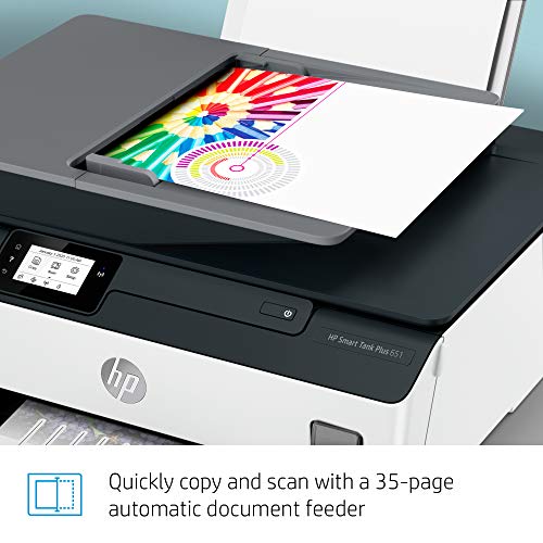 HP Smart -Tank Plus 651 Wireless All-in-One Ink -Tank Printer | up to 2 Years of Ink in Bottles | Auto Document Feeder | Mobile Print, Scan, Copy (7XV38A)