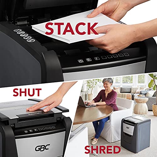 GBC Auto Feed+ Paper Shredder, 100 Sheet Capacity, Super Cross-Cut, Home Office - 100X (WSM1757602)