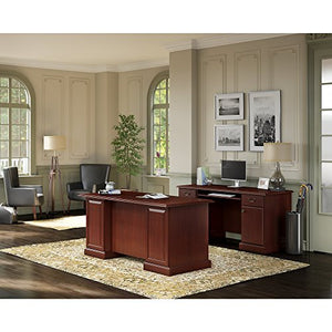 kathy ireland Home by Bush Furniture Bennington Manager's Desk and Credenza in Harvest Cherry
