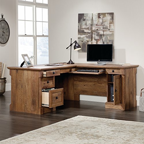 Sauder 420606 Palladia L-Shaped Desk, L: 68.74" x W: 65.12" x H: 29.61", Vintage Oak finish