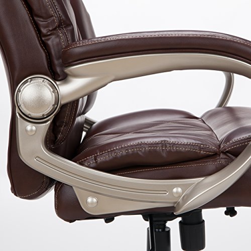 OFM Avenger Series Big and Tall Leather Executive Chair - Brown Leather Computer Chair with Arms (812-LX)