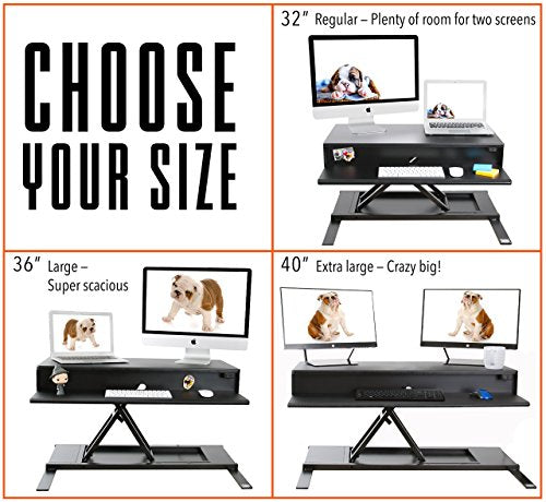 Flexpro Power 36 Inch Electric Standing Desk - Electric Height Adjustable Stand up Desk by Award Winning Stand Steady - Holds 2 Monitors (Black) (36")
